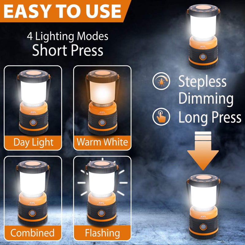LED Camping Lantern Rechargeable, 1800LM, 4 Light Modes, 4400mAh Power Bank, IP44 Waterproof, Perfect Lantern Flashlight for Hurricane, Emergency, Power Outages, Home and More, USB Cable Included - BeesActive Australia