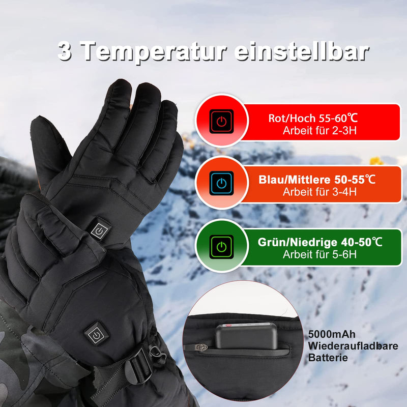 Heated Glove for Men Women, Heated Motorcycle Gloves Waterproof Touchscreen Heating Gloves for Hiking, Snowboarding Winter Outdoor Sports - BeesActive Australia