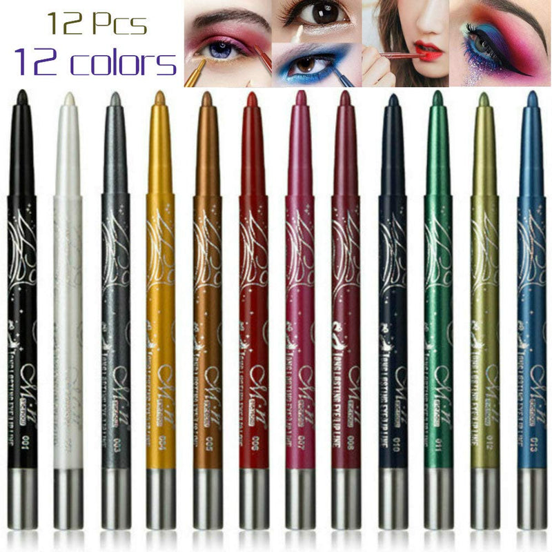 Waterproof Eyeliner, 12 Color Eyeliner, Eye Shadow Pencil, Eyebrow Pencil, Lip Liner, Multifunctional Color Painting Cosmetic Tool. (12Pcs) - BeesActive Australia