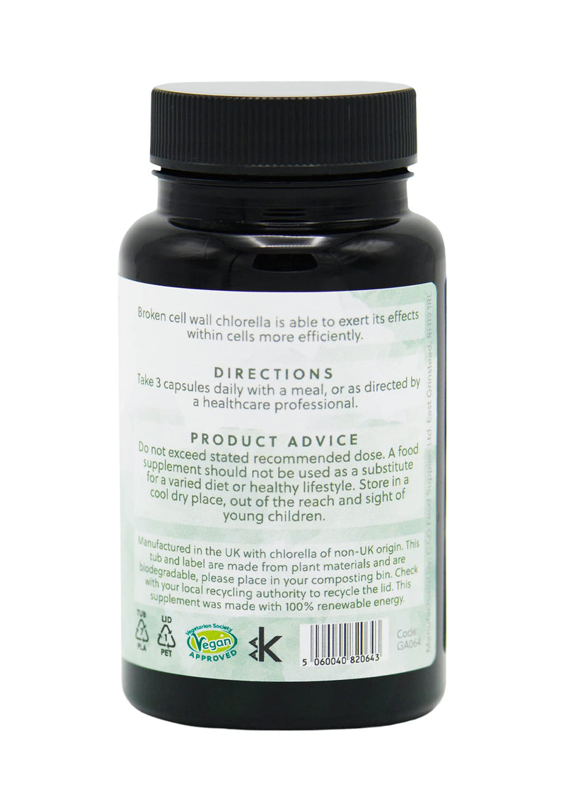 Organic Broken Cell Chlorella | 1200mg Organic Chlorella per 3 Capsule Dose | 60 Vegan Capsules | G&G Vitamins - BeesActive Australia