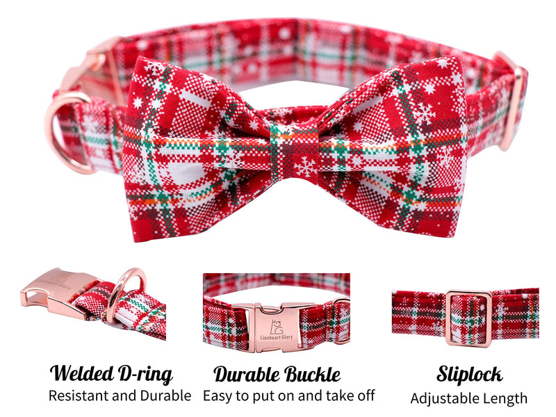 Lionheart glory Dog Collars Adjustable Soft Dog Collars with Bowtie, Pet Collars Bow Tie for X-Small Small Medium Large Dogs Collar&Bow-M A:Christmas Red - BeesActive Australia
