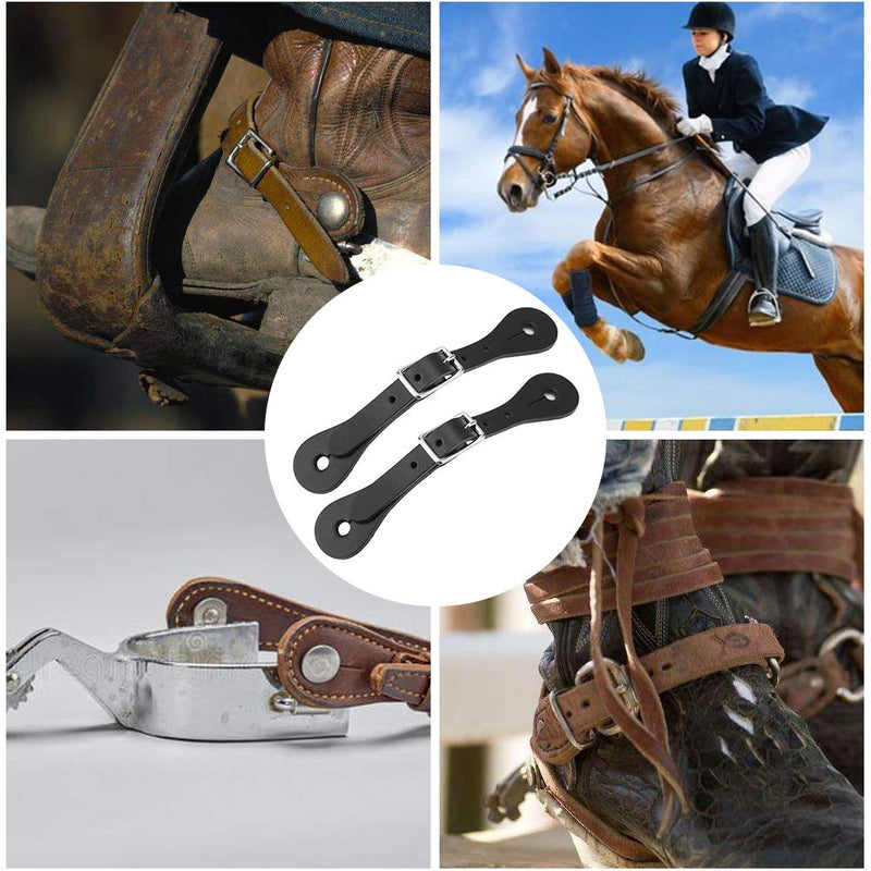 [AUSTRALIA] - HEEPDD 1 Pair Spur Straps, Adult Western-Style Spurs Leather Belt Handmade Genuine Leather Horse Riding Accessories Black 