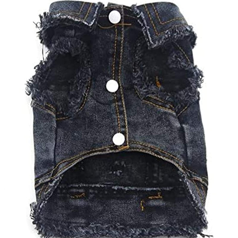DOGGYZSTYLE Pet Vests Dog Denim Jacket Hoodies Puppy Jacket for Small Medium Dogs XX-Large (Pack of 1) Black print - BeesActive Australia