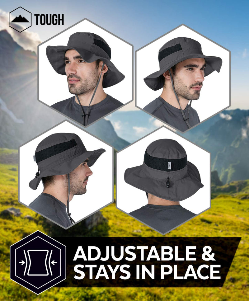 [AUSTRALIA] - Fishing & Hiking Boonie Sun Hat - UV Protection Safari & Camping Bucket Hats for Men & Women for Outdoor Gardening - UPF 50+ Dark Gray 