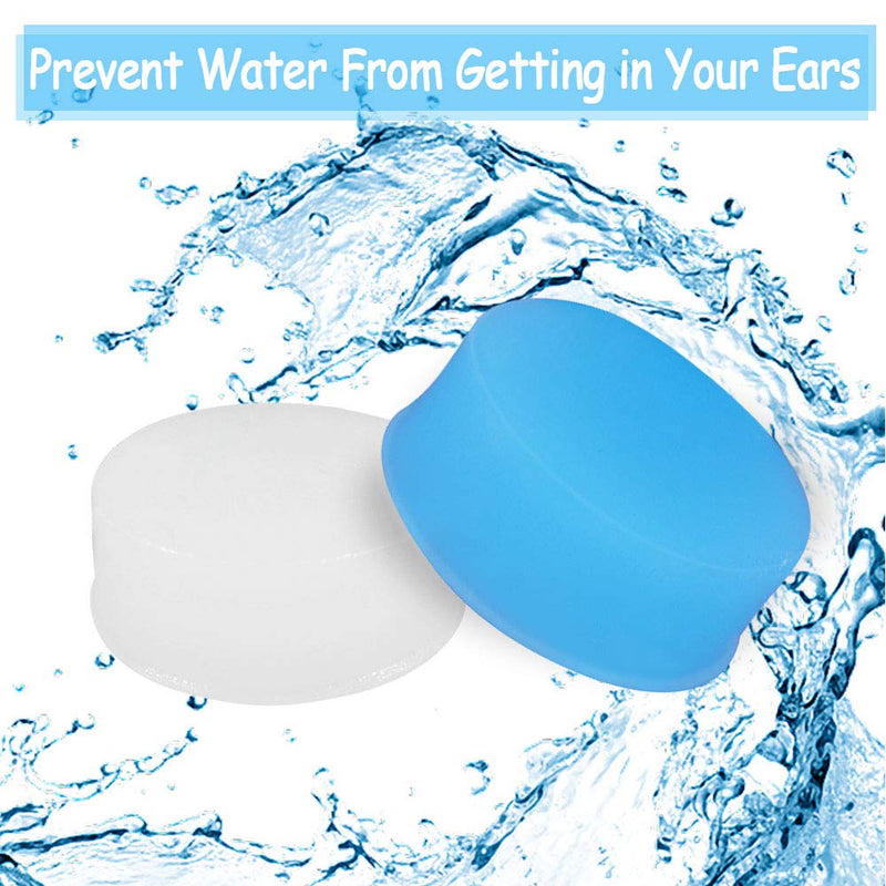 [AUSTRALIA] - Heqishun 24 Pairs Soft Silicone Ear Plugs Putty Ear Plugs for Sleeping Swimming earplugs for Kids Adults, Transparent + Blue 