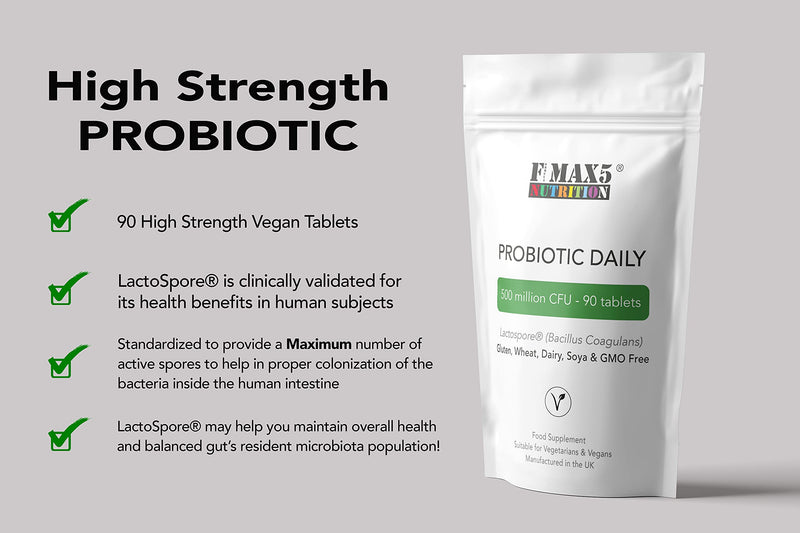 Probiotic Daily - Lactospore� (Bacillus Coagulans) 500 Million CFU - 90 Tablets � UK Made � FMax5 - BeesActive Australia