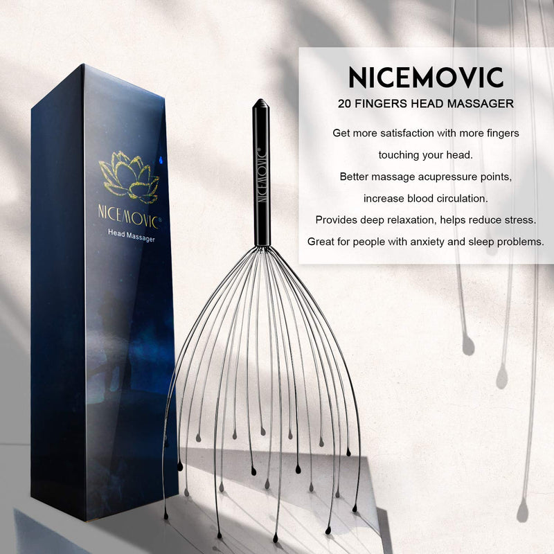 NICEMOVIC 2 Pack Scalp Head Massager with 20 Fingers Scalp Head Scratcher for Hair Stimulation Body Relaxing(Black & Black) Black & Black - BeesActive Australia