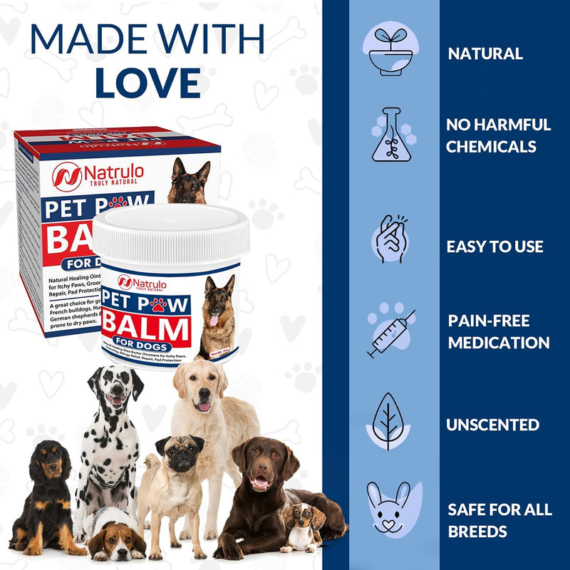 Natrulo Pet Paw Balm for Dog - Natural Healing Ointment for Itchy Paws, Grooming, Allergy Relief, Repair, Pad Protection – Soothing Unscented Shea Butter Moisturizer for Itching, Dryness, Licking 1oz - BeesActive Australia