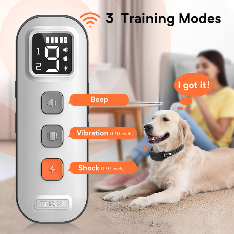 BUUOC Dog Training Collar with Remote 2000Ft, Electric Dog Shock Collar with 3 Safe Training Modes, Beep, Vibration and Shock, Waterproof Shock Collar for Large Medium Small Dogs… White - BeesActive Australia