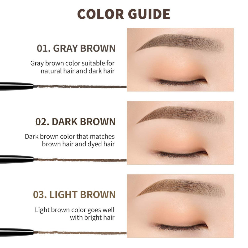 EGLIPS Natural Auto Eyebrow #02 Dark Brown, 0.1oz - Double-headed pencil, triangular tip+brush, waterproof, smudgeproof | eyebrow pencil | eyebrow makeup | eyebrow pen | eyebrow pencil dark brown 02 DARK BROWN - BeesActive Australia