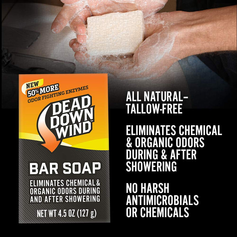 Dead Down Wind Bar Soap | 4.5 Oz Bar | Odor Eliminator, Hunting Accessories | Scent Blocker Body Soap for Hunting | All Natural Hunting Soap Body Wash with Odor Fighting Enzymes (1200N) - BeesActive Australia