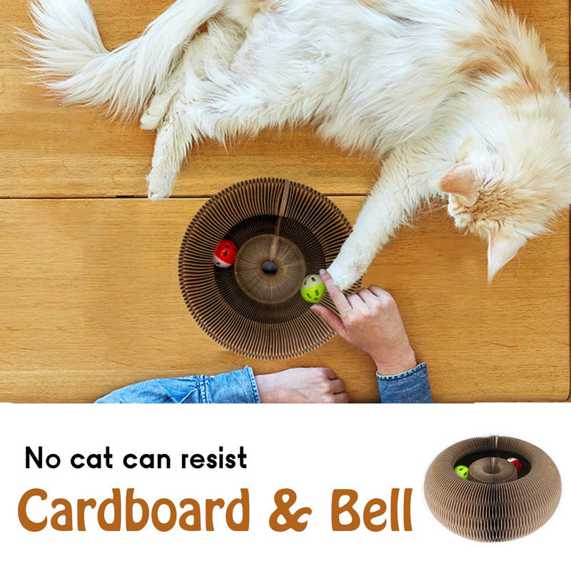 Cat Ball Toy, Foldable Cat Ball Track with 2 Cat Bell Balls, Magic Organ Cat Scratching Board Cat Toy for Indoor Cats Exercise , Cat Scratcher - BeesActive Australia