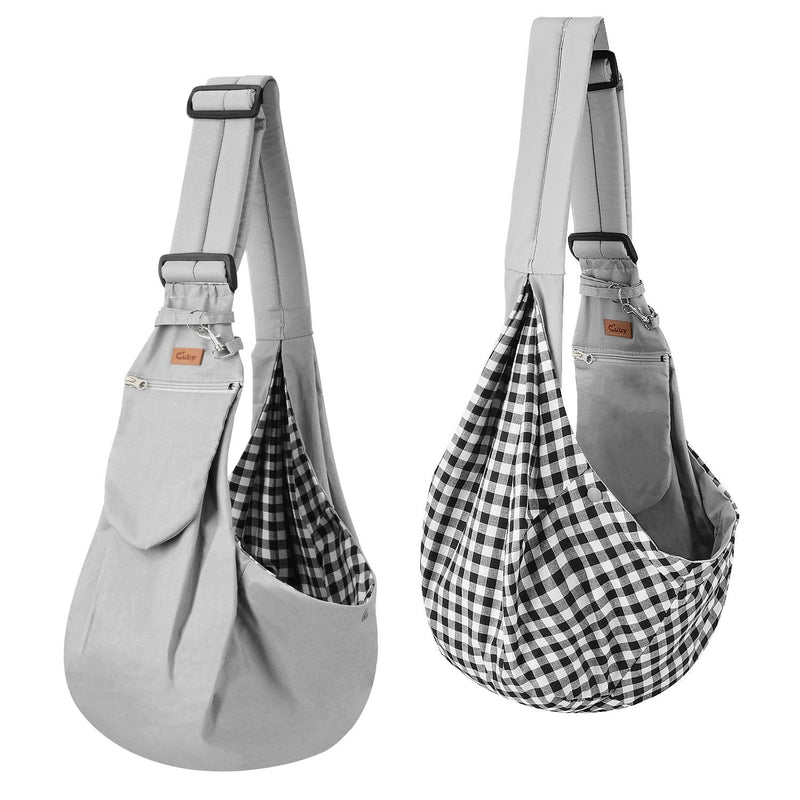 Cuby Dog and Cat Sling Carrier – Hands Free Reversible Pet Papoose Bag - Soft Pouch and Tote Design – Adjustable – Suitable for Puppy, Small Dogs, and Cats for Outdoor Travel Noble grey - BeesActive Australia