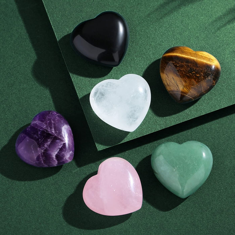 XIANNVXI 3Pcs Amethyst Rose Quartz Clear Quartz 30mm Natural Healing Crystal Heart Stones Set Polished Love Palm Pocket Gemstones for Chakra Reiki Lover Mothers Day Gifts A - Amethyst,rose Quartz,clear Quartz - BeesActive Australia