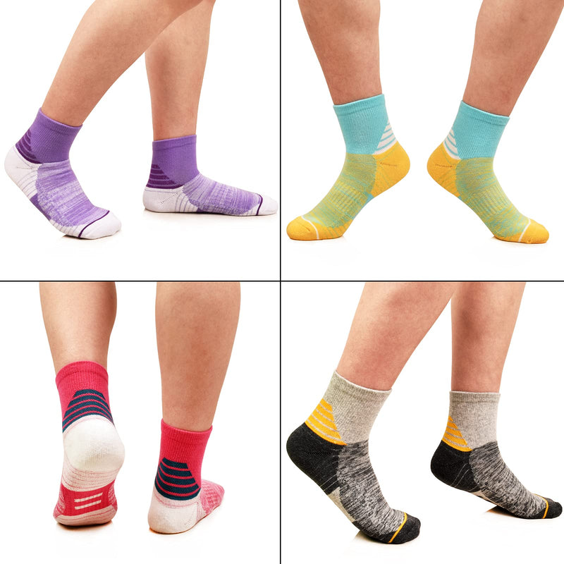Women's Athletic Ankle Socks Quarter Cushioned Running Socks Hiking Performance Sport Cotton Socks 6 Pack Multicolor - BeesActive Australia