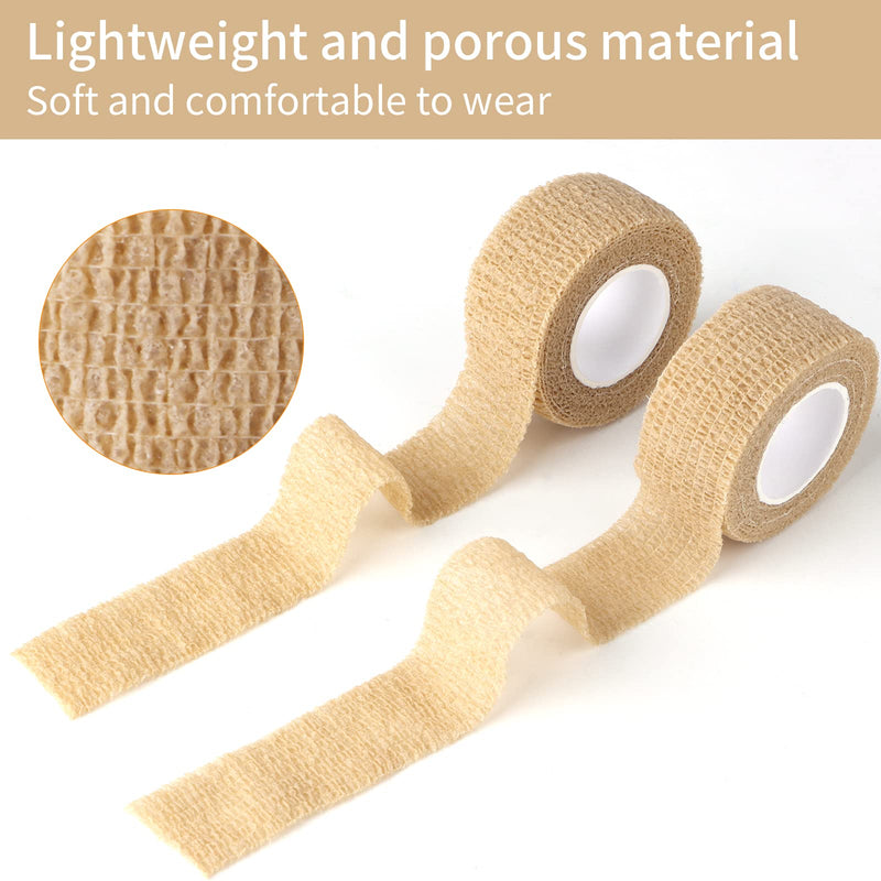 12pc-1 Inch Wide Skin Colour Elastic Self- Adhesive Bandage Finger Tape，First Aid Wrap Bandages, for Wrist and Ankle Sprains & Swelling 12pcs - BeesActive Australia