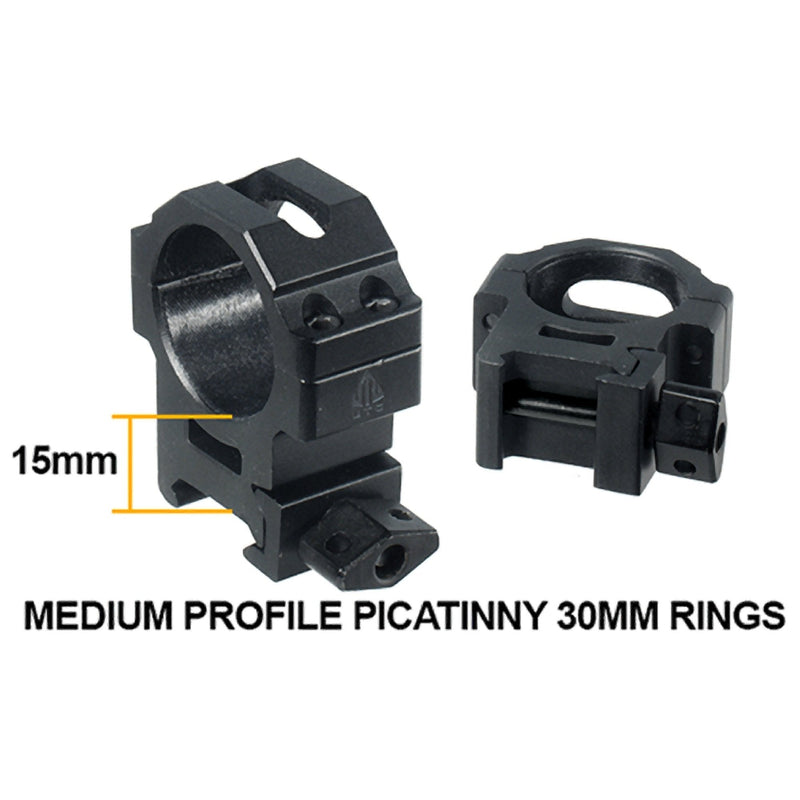 UTG 30mm/2PCs Med Pro Max Strength Picatinny Rings,22mm Wide , Black - BeesActive Australia