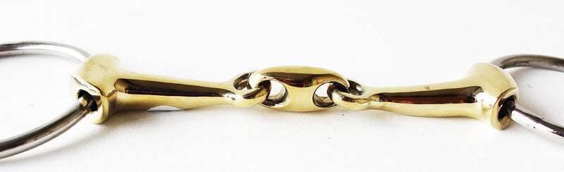 [AUSTRALIA] - Professional Equine Loose Ring Snaffle PINCHLESS Lozenge Dog Bone SS Copper 6" Horse BIT 35558D 