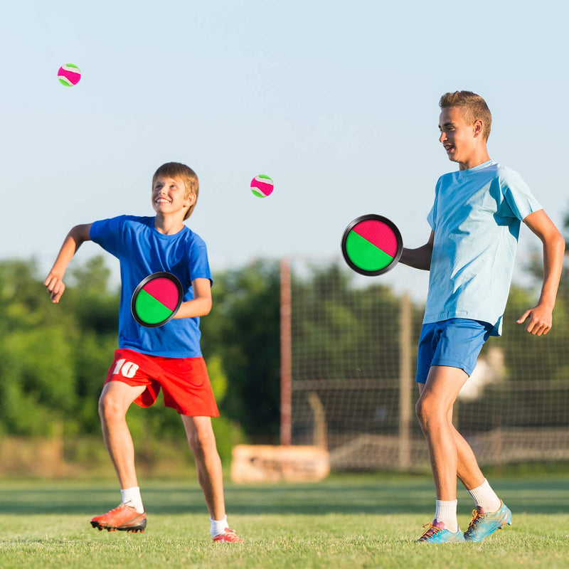Cooraby Toss and Catch Paddle Game Disc 4 Set Paddle Toss and Catch Ball Sport Game Suitable for Sports, Beach and Party Favor with Storage Bag, 8 Paddles and 8 Balls 15.5cm - BeesActive Australia