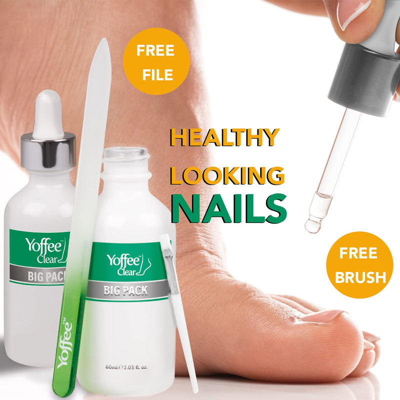 Yoffee Clear Nail Care Kit 2 x 60ml Bottle - Fungal Nail Treatment for Finger and Toe Nail - Antibacterial & Antiseptic - Antifungal with Organic Argan Oil, Tea Tree Oil–Improved Formula/Made in Spain - BeesActive Australia
