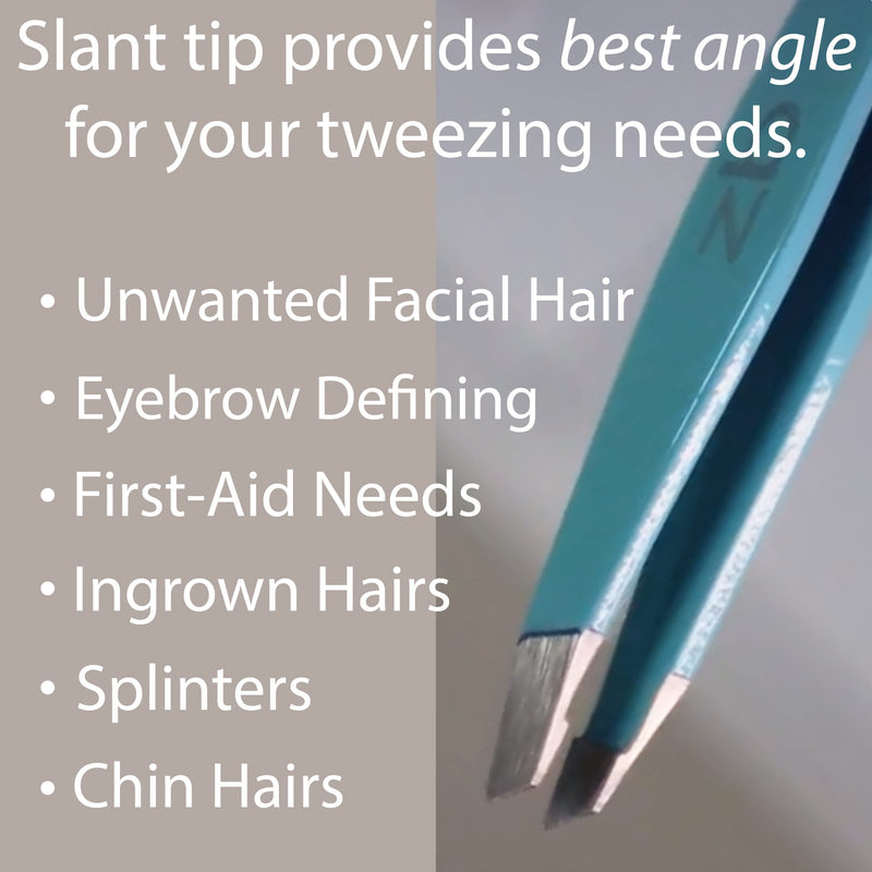 Zizzili Basics Tweezers - Limited Edition Aqua Ombré Slant Tweezer - Best Tweezers for Eyebrow, Hair Removal and Your Precision Needs - BeesActive Australia