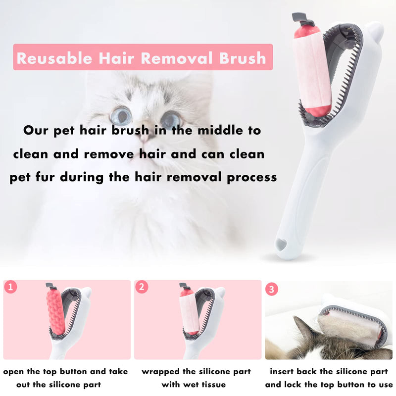 Pet Knots Remover, Reusable Cat and Dog Hair Remover,4 in 1 Universal Pet Hair Remover for Pet Hair Cleaning and Grooming,Remove Rough Fur,Blue blue - BeesActive Australia