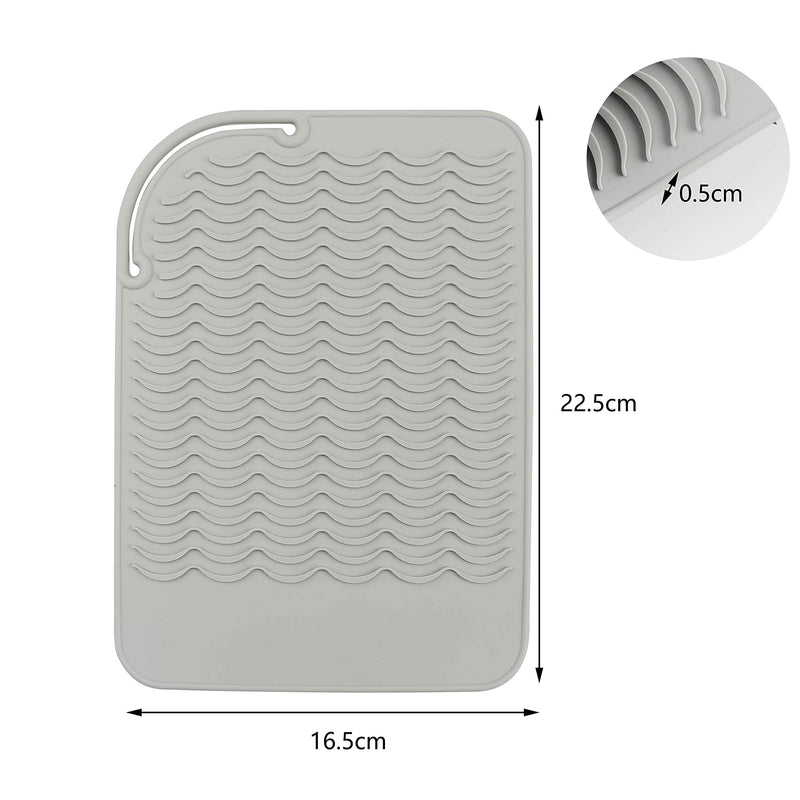 Heat Resistant Mat for Hair Straighteners, Silicone Curling Wands Mat Portable Travel Anti-Scald Mat for Flat Iron Hot Hair Salon Tools(Gray) 1-gray - BeesActive Australia