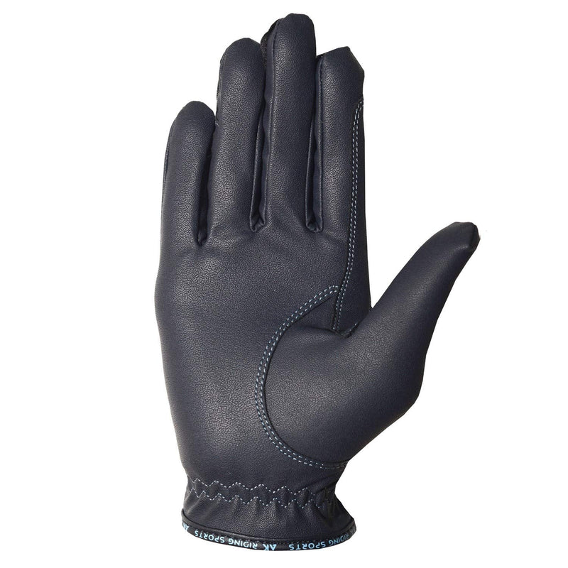 AK Horse Riding Gloves Ladies, Men & Kids Equestrian Gloves with Stones AKRS-6710 (L, Navy/Sky) - BeesActive Australia