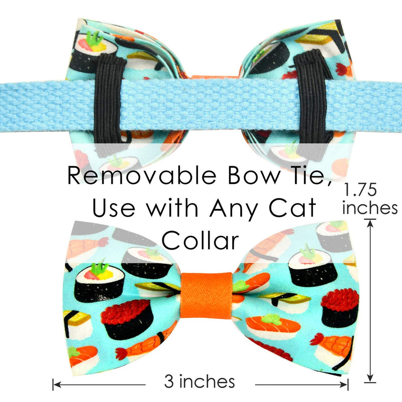 CSSPET Cat Collar Bow Tie with Bell, Unique Design Pattern, Safety Breakaway Buckle Bowtie Collar X-Small Sushi - BeesActive Australia