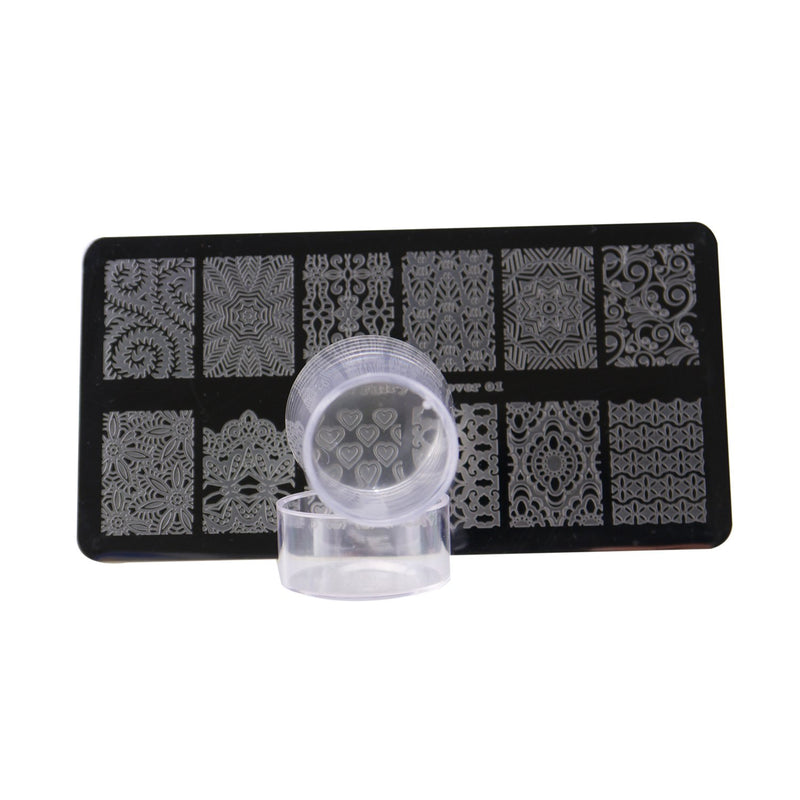 PUEEN Nail Art Clear See-Thru Transparent Soft Stamper and Scraper Set - Stamping Tools - BH000696 - BeesActive Australia