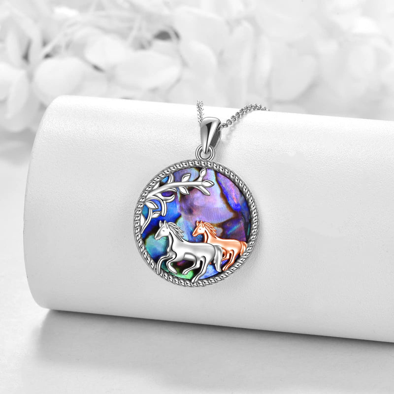 YFN Horse Necklace Sterling Silver Abalone Shell Horse Pendant Jewelry Horse Lovers Gifts for Women Girls - BeesActive Australia