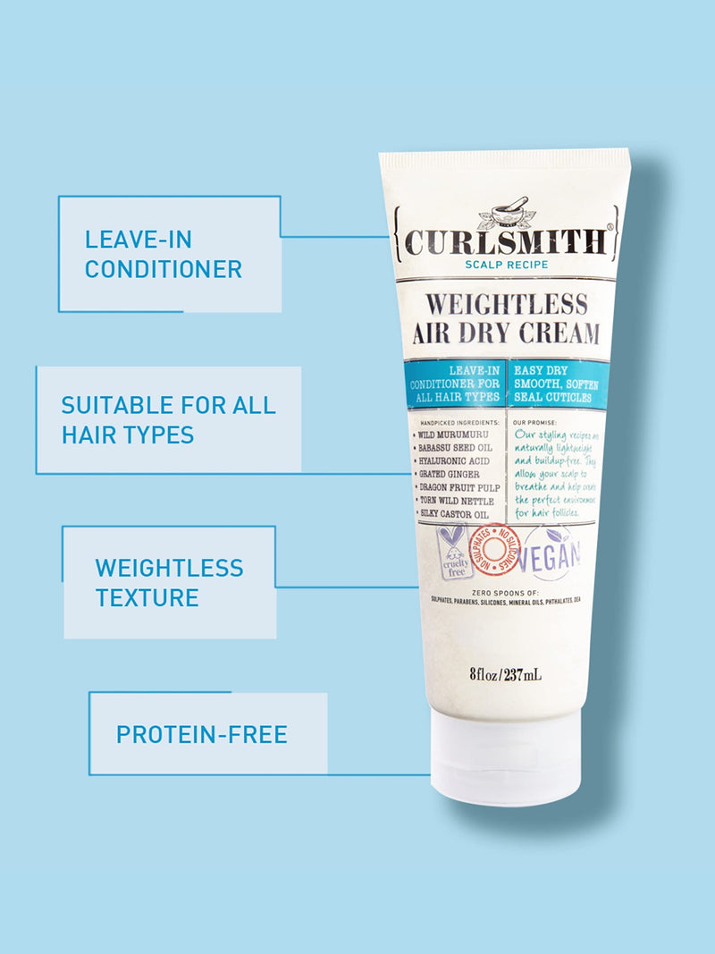 Curlsmith - Weightless Air Dry Cream - Vegan Leave-In Conditioner for Any Hair Type, Smooths Hair (59ml) 59 ml (Pack of 1) - BeesActive Australia
