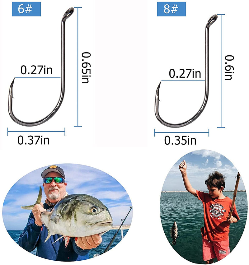 Octopus Fishing Hooks - 120pcs Offset Octopus Hook Sport Circle Hooks High Carbon Steel Jig Fishhooks Barbed Fishing Hook for Bass Freshwater Saltwater Fishing Size 8#-9/0 #6-120pcs - BeesActive Australia