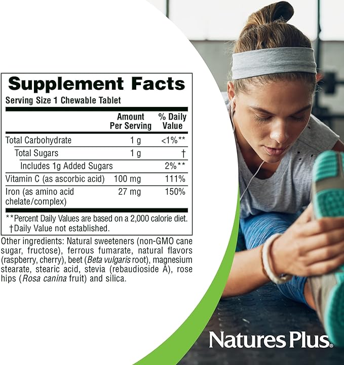 Nature's Plus - Herbs and Vitamin C Chewable Iron - 90 Chewable Tablets - BeesActive Australia