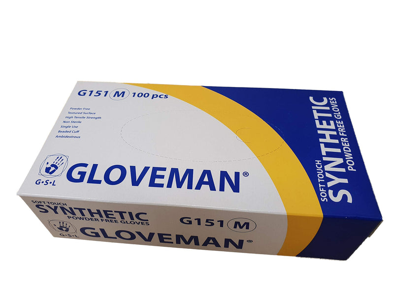 Gloveman Soft Touch Synthetic Powder Free Disposable Gloves (Box of 100) (Medium) M (Pack of 100) - BeesActive Australia