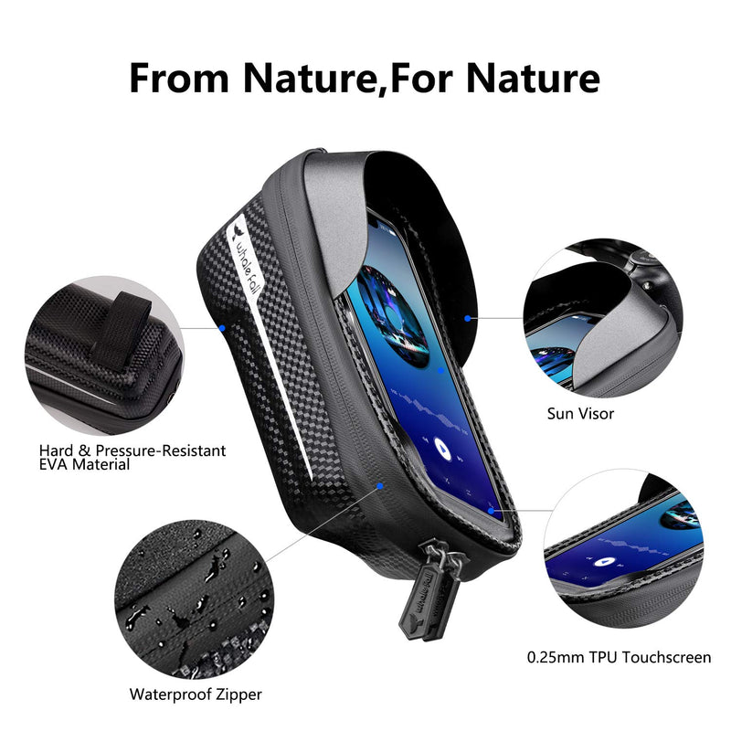 whale fall Waterproof Bike Frame Bag Bike Phone Bag Bicycle Cell Phone Holder for GPS - Bicycle Bag Frame Hard Eva Navi Pressure-Resistant Handlebar Bag TPU Touch-Screen with Sun-Visor and Rain Cover - BeesActive Australia