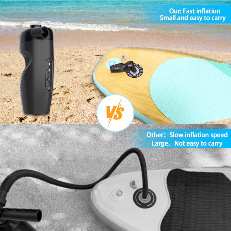 Fisca Portable 20PSI Air Pump Electric Rechargeable Sup Paddle Board Pump with 3000mAh Battery, Inflate Deflate for Air Mattress Beds, Boats, Pool Floats, Swimming Rings, Balls, Vacuum Storage Bags - BeesActive Australia