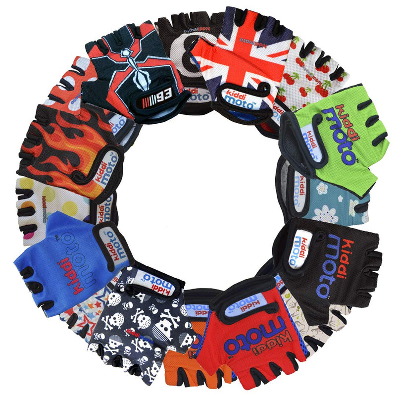 Kiddimoto - Cycling Gloves | Fingerless Gloves for Kids | Perfect for Bike, Scooter & Skateboard | Ideal for Boys and Girls | Available in Different Colourful Designs & Sizes M (4-8y) Modern - BeesActive Australia