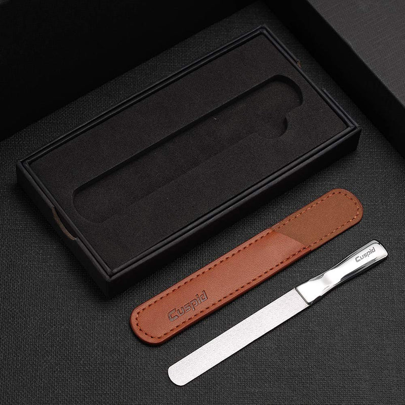 Stainless Steel Nail File， Metal Nail file with Leather Case, Double Sided Nail files with Anti-Slip Handle ，finger nail file for Men and Woman CU-ZJD010 - BeesActive Australia