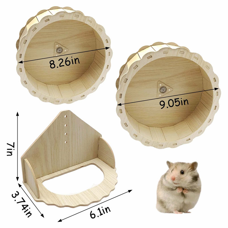Hamiledyi Hamster Wheels Wooden Small Pets Exercise Wheel Silent Hamster Running Wheel Mouse Running Spinner Wheel for Gerbil Mice Guinea Pigs Dwarf Syrian Hamster 8.26in - BeesActive Australia