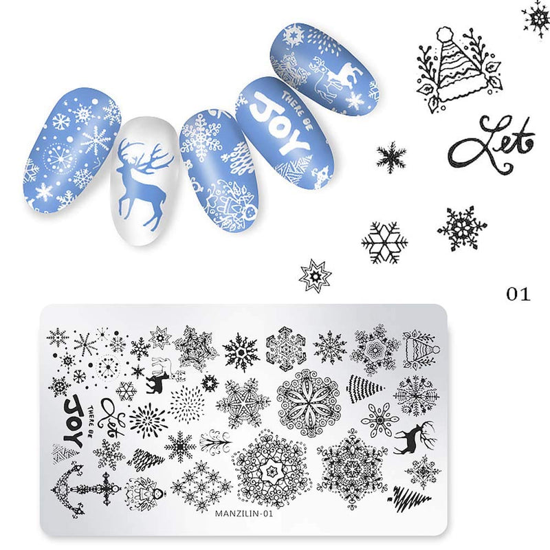 Lookathot 5PCS Nail Art Image Stamp Stamping Plates with 1 Stamper, 1 Scraper Christmas - BeesActive Australia