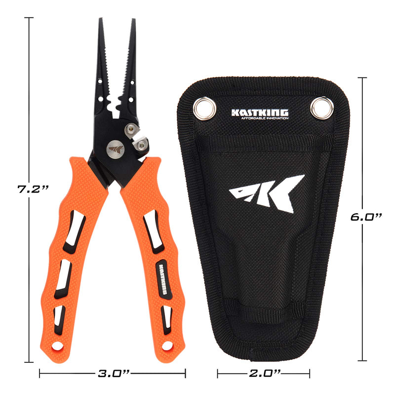 KastKing Cutthroat 7 inch Fishing Pliers, 420 Stainless Steel Fishing Tools, Saltwater Resistant Fishing Gear, Tungsten Carbide Cutters, Corrosion Resistant Teflon Coating, 7'' Straight Nose, Orange D: 7'' Straight Nose - Orange - BeesActive Australia