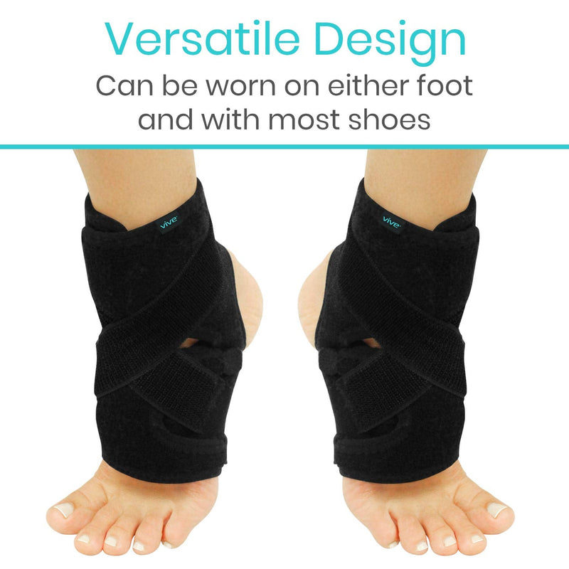 Vive Foot Ankle Wrap - Right and Left Foot Support Sleeve Brace for Men and Women - Adjustable Sprained Feet - Lightweight, Breathable Guard - Stabilizer for Running, Rolled Sprains, Swollen Tendonitis Small / Medium - BeesActive Australia