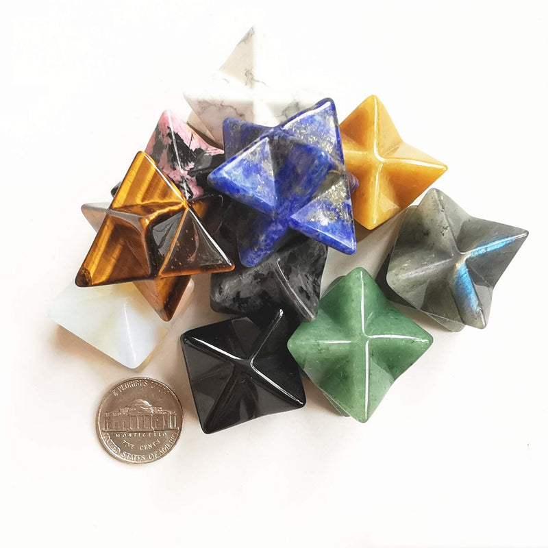Manekieko Natural Amethyst Merkaba Crystal Protection Sacred Meditation Energy Healing Chakra,25mm Hexagonal Star Crystals and Healing Stone - BeesActive Australia