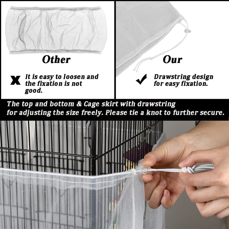 SYOOY 3 Pieces Birdcage Seed Catcher Bird Cage Cover Nylon Mesh Net Skirt Guard for Parrot Parakeet Macaw African Round Square Cage Adjustable Durable Breathable Washable Material - BeesActive Australia