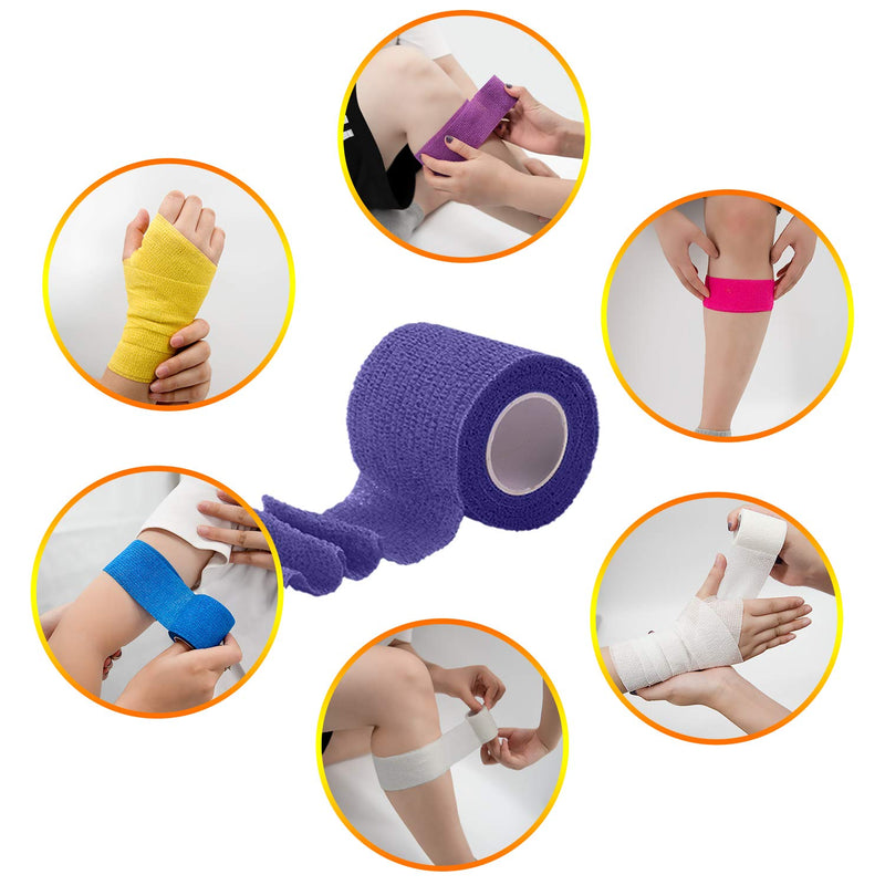 BQTQ 30 Rolls Self Adherent Wrap 2 inch Bandage Adhesive Wrap Breathable Athletic Tape Stretch Wrap Roll Sports Wrap Tape Self Adhesive Bandage Wrap for Wrist Ankle Swelling Sprains(30 Colors) Rich Color - BeesActive Australia
