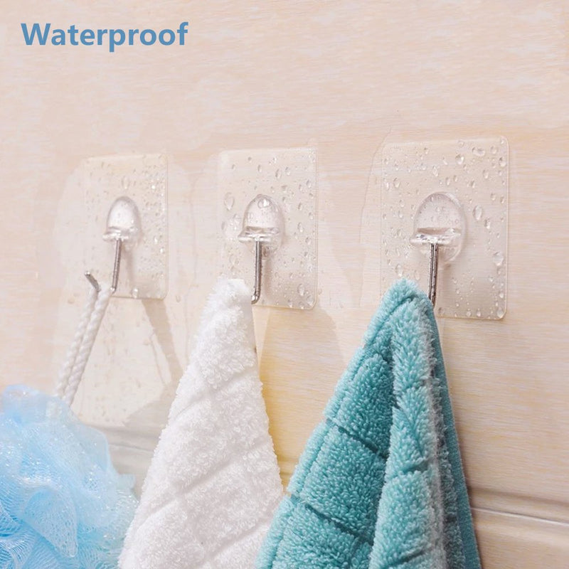 JINSHUNFA Wall Hooks 13lb(Max) Transparent Reusable Seamless Hooks,Waterproof and Oilproof,Bathroom Kitchen Heavy Duty Self Adhesive Hooks,8 Pack 8 Hooks - BeesActive Australia