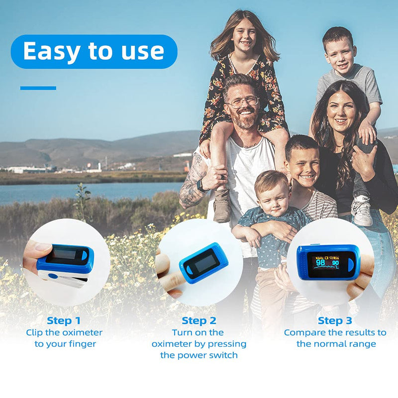 BLT M70CB Fingertip Pulse Oximeter, SpO2 Blood Oxygen Level Saturation Sats Monitor for Adults Meets Medical Standard UK Guidance, Finger Pulse Oximeter CE Approved, Meet NHS Requirement, No Bluetooth Blue - BeesActive Australia