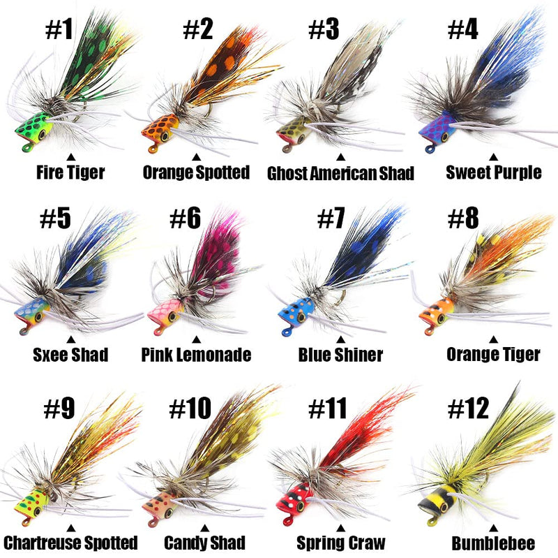 Popper-Flies-for-Fly-Fishing-Topwater-Panfish-Bluegill-Bass-Poppers Flies Bugs Lures SP2#-Panfish Poppers Flies-2pc - BeesActive Australia