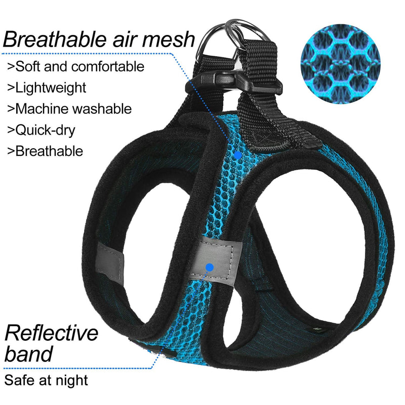matilor Dog Harness Step-in Breathable Puppy Cat Dog Vest Harnesses for Small Medium Dogs M (Chest 13.5''-16.5'', Weight 10-15 lb) Blue - BeesActive Australia